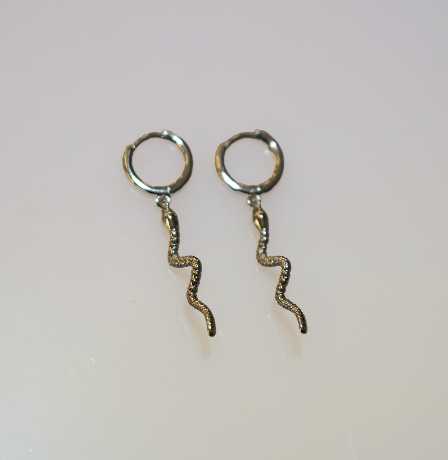 Sterling Silver Snake Dangle Hoop Earrings - Edgy Statement Jewelry