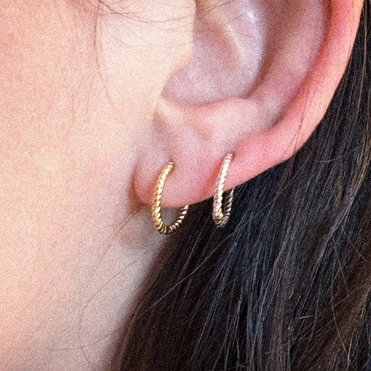 18K Gold Vermeil Cuban Huggie Hoops | Sterling Silver Unisex Earrings