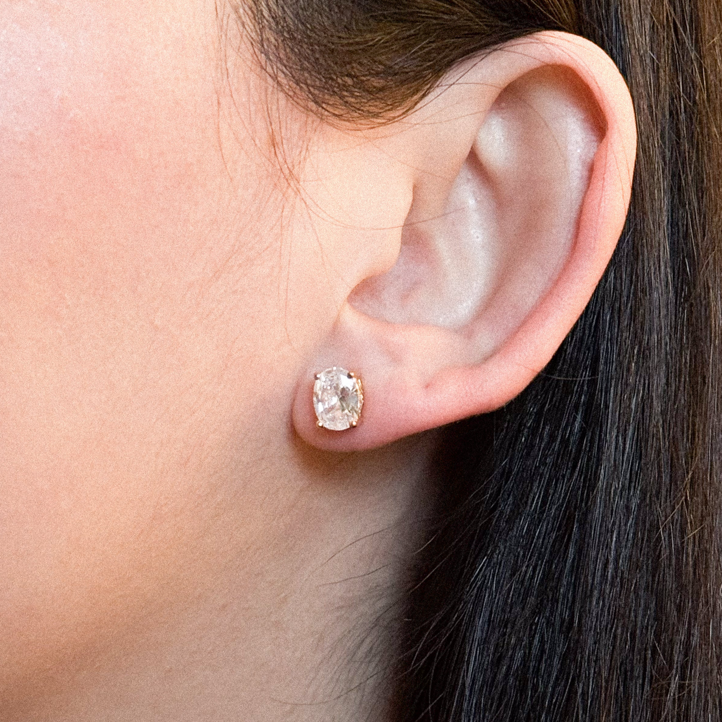 18k Gold Vermeil Diamond Stud Earrings - Cushion Cut