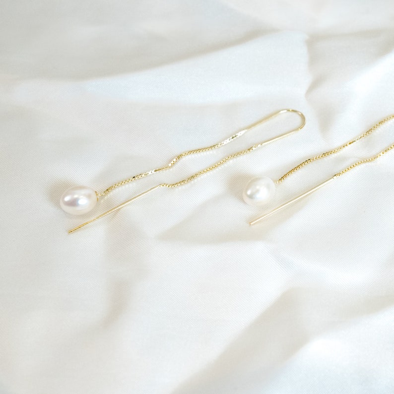 Pearl C-Hoop/Threader Earrings