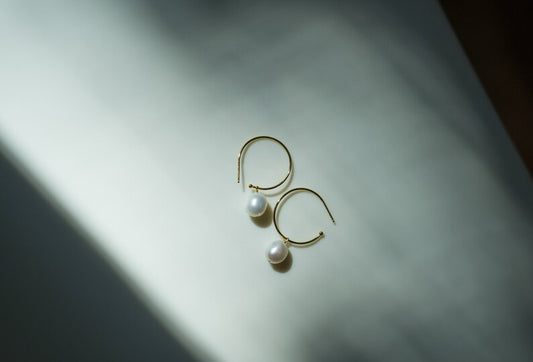 18K Gold Vermeil Freshwater Pearl Hoops