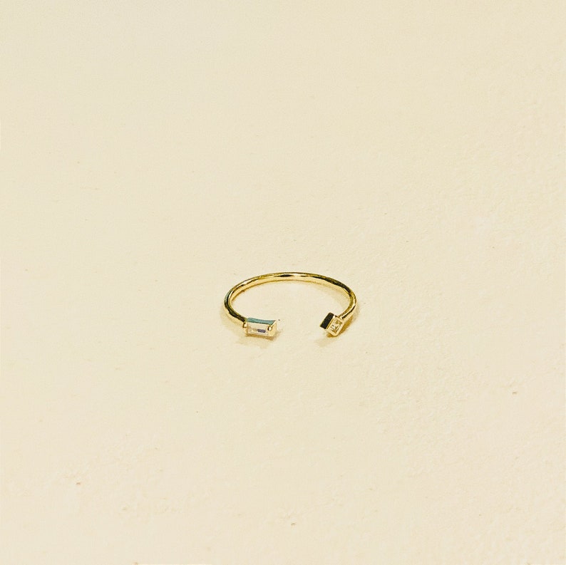 Open Gold Baguette Stone Ring