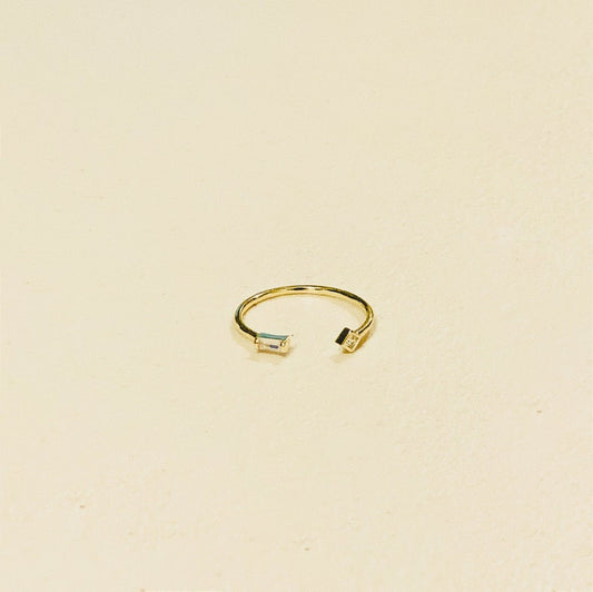 Open Gold Baguette Stone Ring