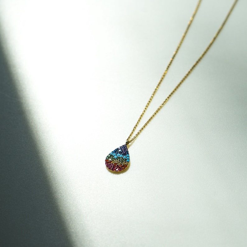 Rainbow Teardrop Necklace