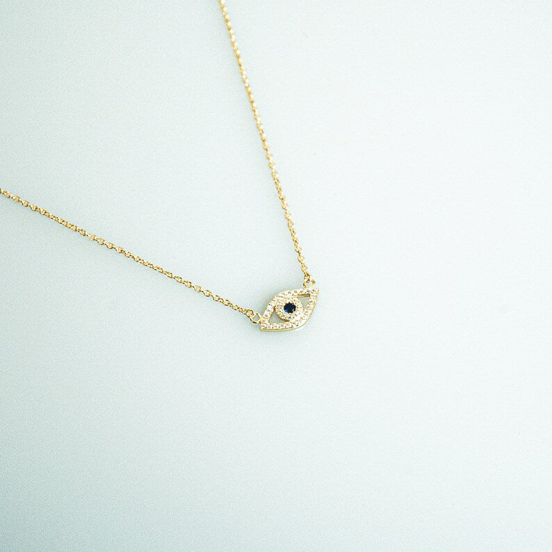 Petite Sapphire Evil Eye Necklace