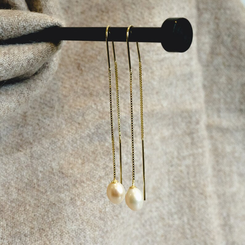 Pearl C-Hoop/Threader Earrings