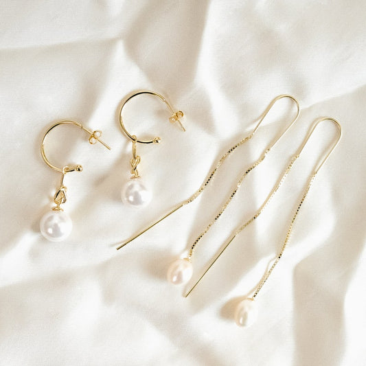 Pearl C-Hoop/Threader Earrings