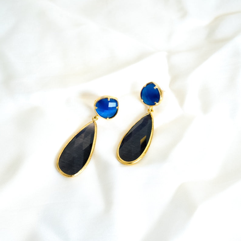 Agate Stone Teardrop Dangle Earrings