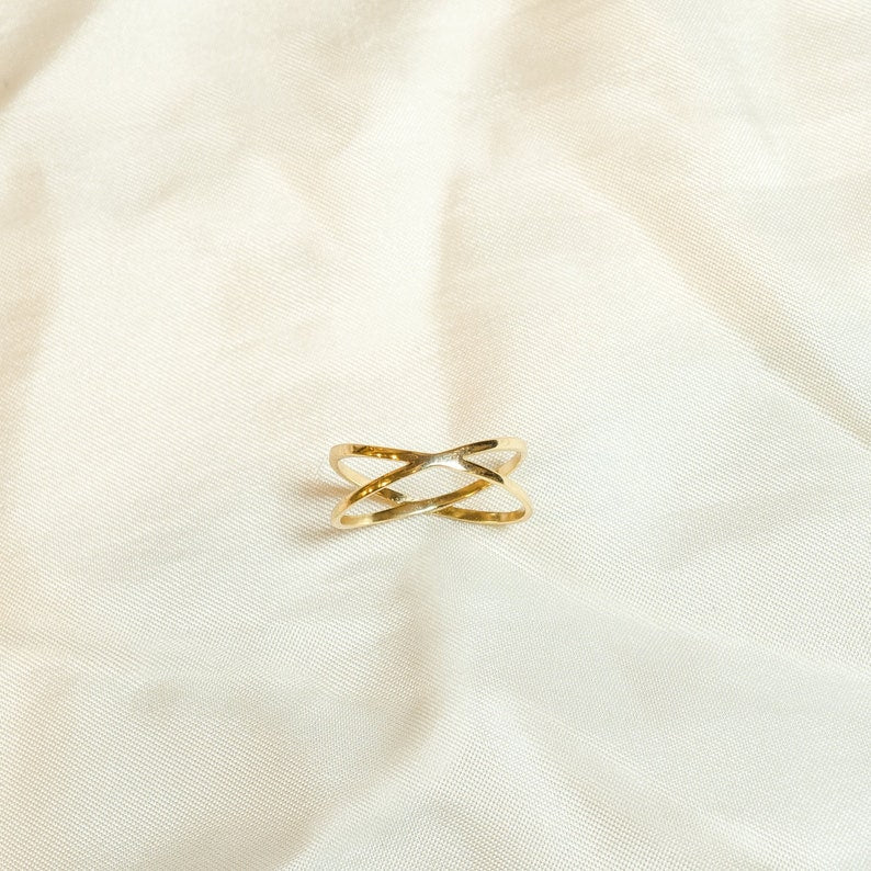 18K Gold Vermeil Cross Tiny Stackable Ring