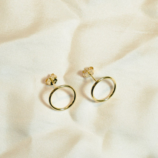 Open Circle Stud Earrings 18K Gold Vermeil  | Minimalist Geometric Hoop Earrings