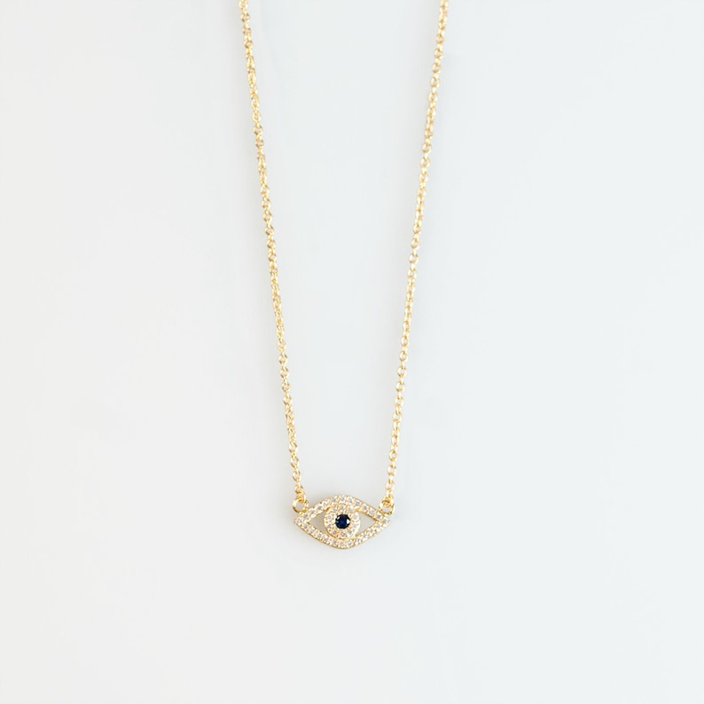 Petite Sapphire Evil Eye Necklace