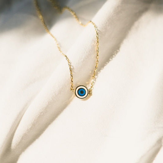 Blue Tiny Evil Eye Necklace