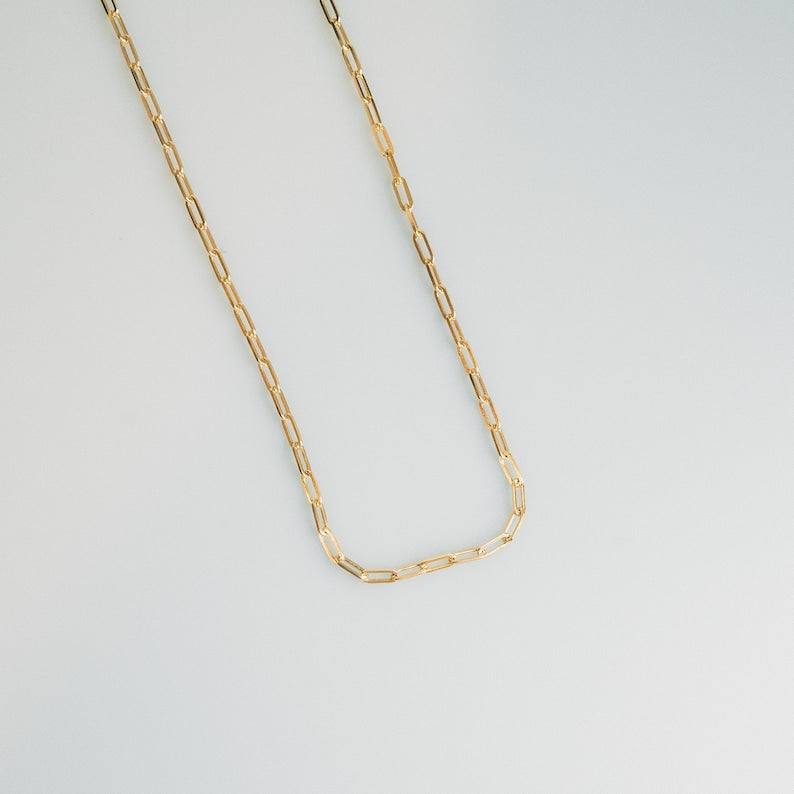 Minimalist Paperclip 18k Gold  Vermeil Chain Necklace: Delicate Unisex Modern Design