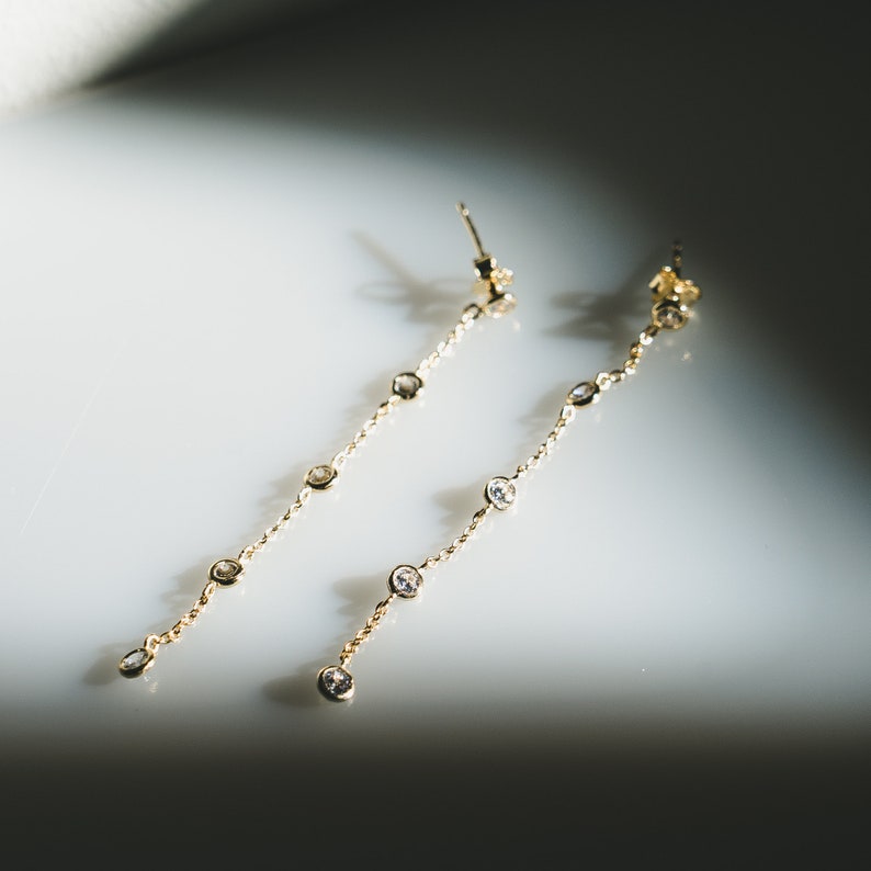 CZ Long Drop Earrings