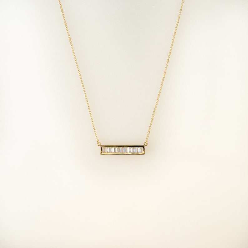 Baguette Stone Bar Necklace