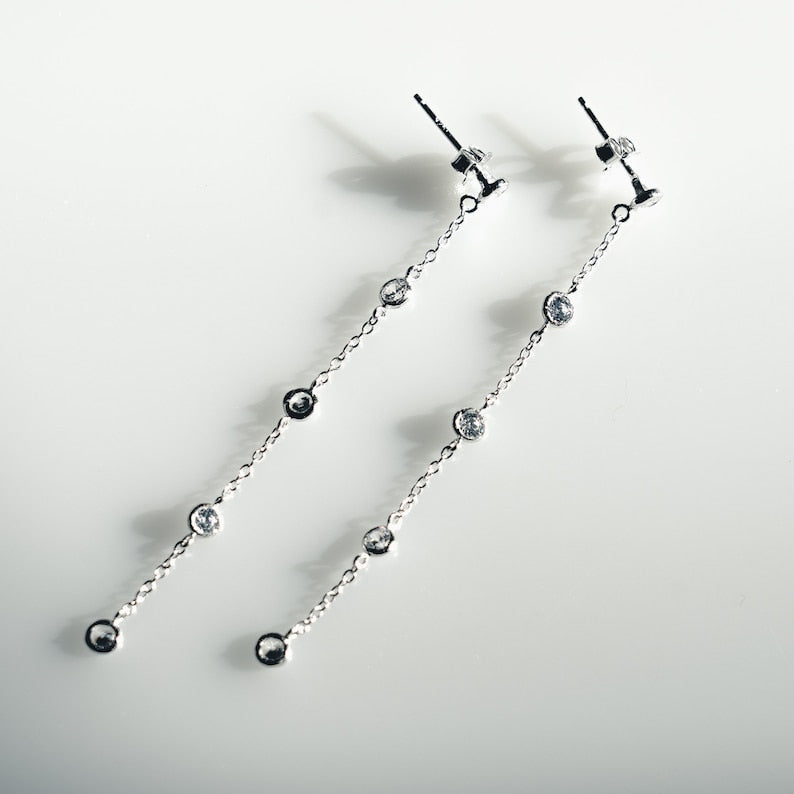 CZ Long Drop Earrings