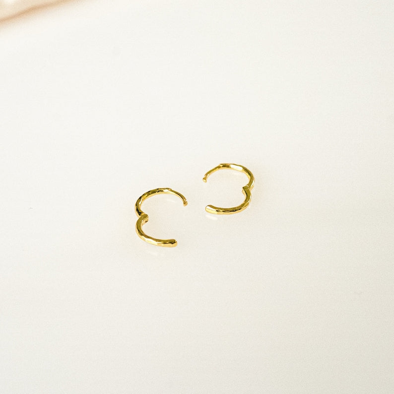 Hammered Gold Huggie Earrings