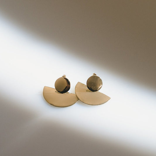 18k Gold Vermeil Geometric Fan Dangle Earrings - Modern Minimalist Fine Jewelry