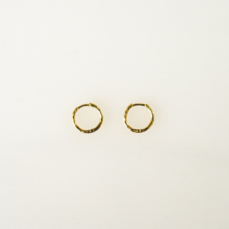 Hammered Gold Huggie Earrings