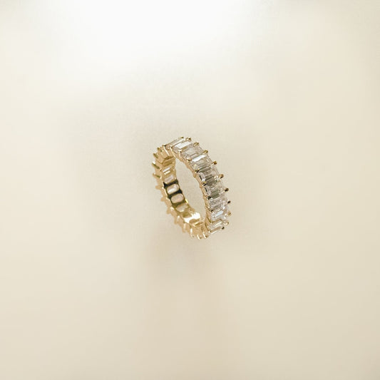 Gold Vermeil Emerald Eternity Band Ring - Luxury Statement Piece