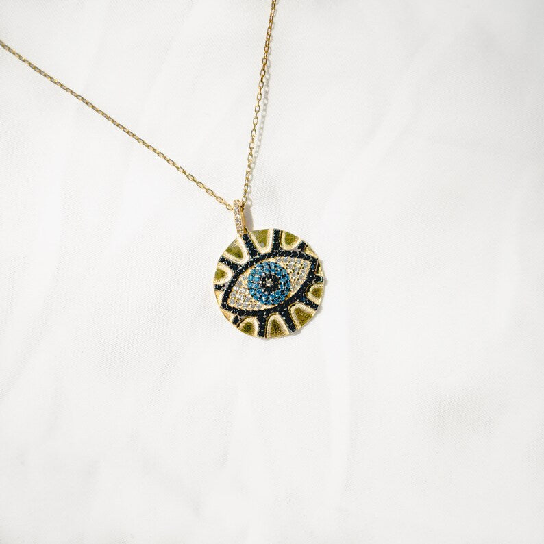 Blue Turquoise Evil Eye Necklace